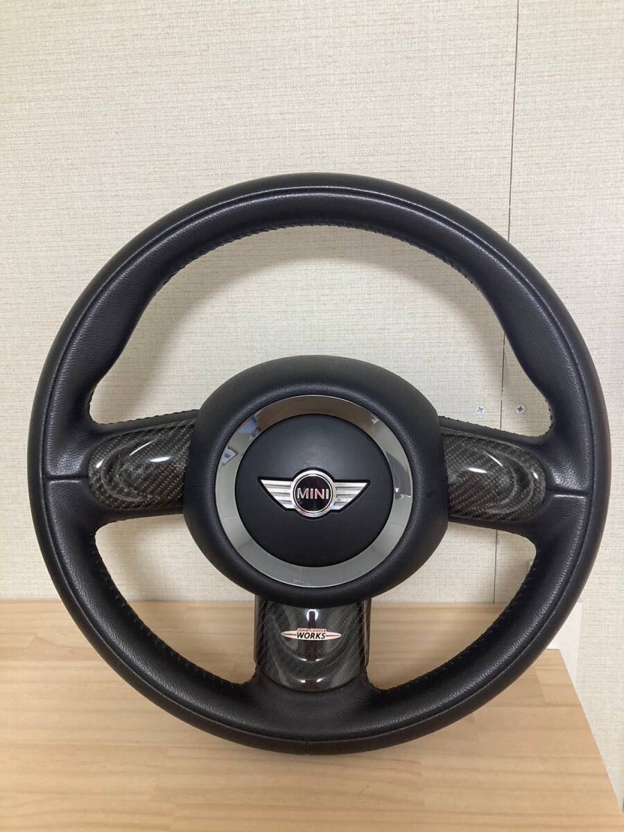  SV16S ミニ R56 R55 3本スポーク レザー ステアリング ハンドル ★ BMWミニ MINI クーパー クーパーS クラブマンの画像1