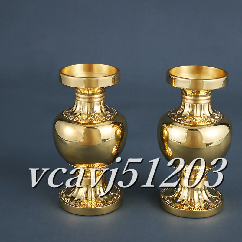 密教法具 寺院用仏具」極上品 前具 鋤彫型 華瓶 一対 密教法具 寺院用仏具」極上品 前具 鋤彫型 華瓶 一対