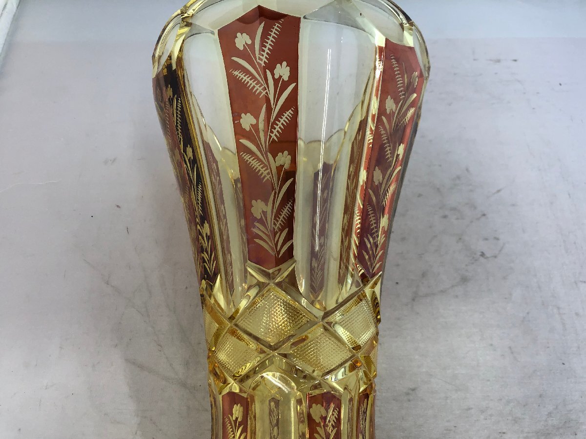 [BOHEMIA LEAD CRYSTAL&KALI GLASS]bohe mia glass vase yellow group SY02-F91