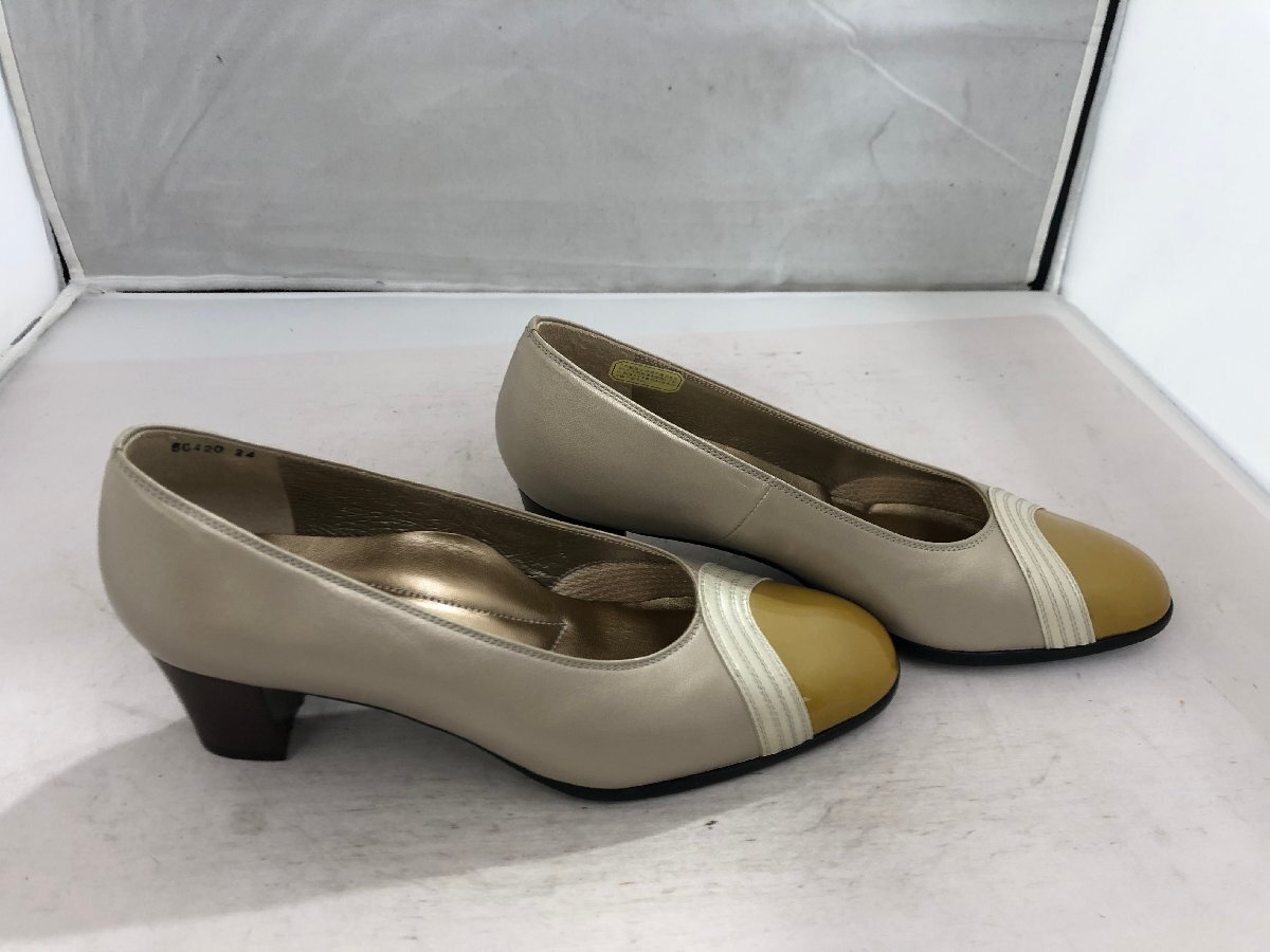 [CHRISTIAN PELLET] Christian Pele - Lady's pumps beige × Brown yellow leather 24cmEEE heel 5.5cm SY02-EUP