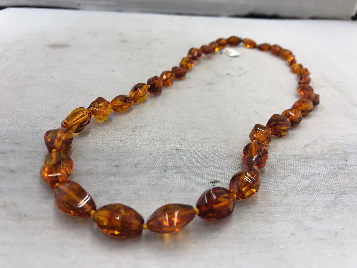 [ natural amber ko Pal necklace ]25.8g 55cm×1cm. another document SY02-EDW