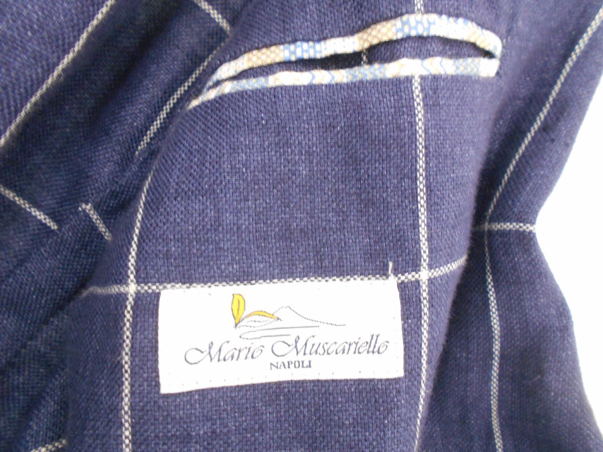 【Mario　Muscariello】マリオムスカリエッロ　メンズテーラードジャケット　ネイビー　チェック柄　サイズ表記なし　SY02-CL1_画像7