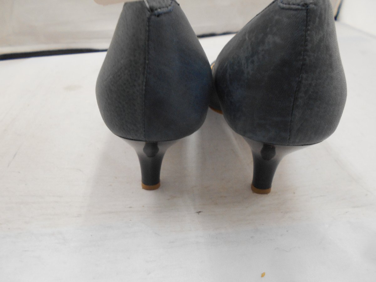 [elegance Himiko ] elegance Himiko lady's pumps gray blue leather 22cm heel 6cm SY02-D5B