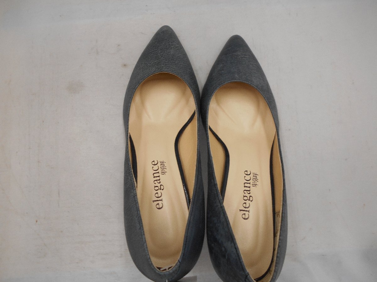 [elegance Himiko ] elegance Himiko lady's pumps gray blue leather 22cm heel 6cm SY02-D5B
