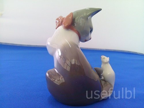 【LLADRO】　リヤドロ　置物　オブジェ　　驚いた仔猫ちゃん　鼠　マウス　猫　キャット　陶器　　SY02-Z68_画像4