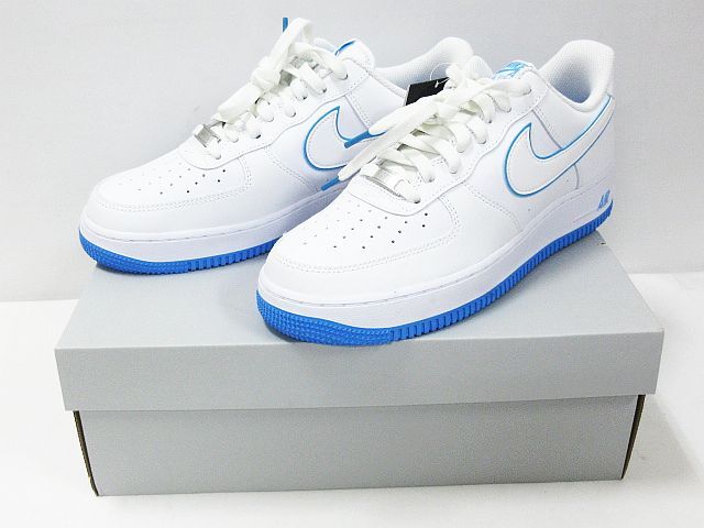 ■ 新品同様品 NIKE AIR FORCE 1 '07 WHITE UNIVERSITY BLUE エアフォースワン DV0788-101 ホワイト ユニバーシティブルー US9 27cm★2446_画像1