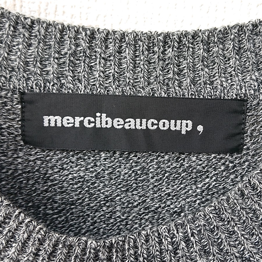 mercibeaucoup メルシーボークー 半袖 コットンニット サマーニット Tシャツ グレー パープル size3 美品_画像7