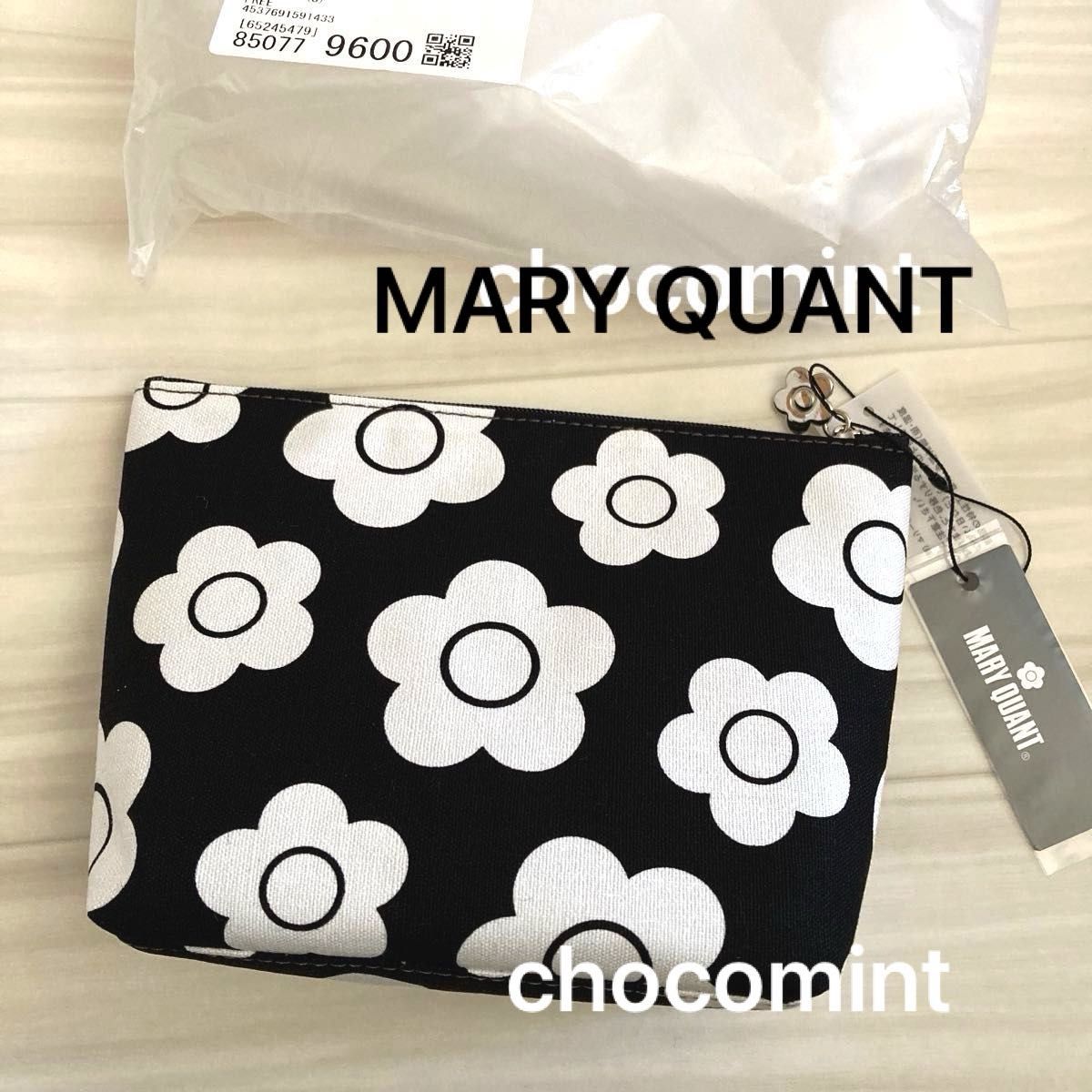 新品未使用★MARY QUANT●総柄デイジープリント 舟型ポーチ♪ブラック　マリクワ/マリークヮント　デイジー柄　メイクポーチ