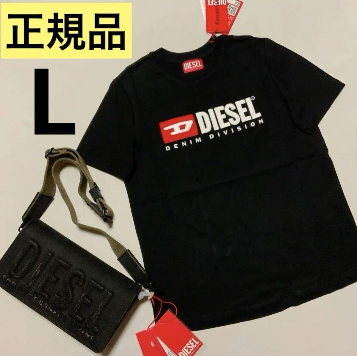 洗練されたデザイン　ディーゼル　DIESEL　正規品　Tシャツ　T-Reg-Div　ブラック　L　A05033 0GRAI　100%綿_画像1