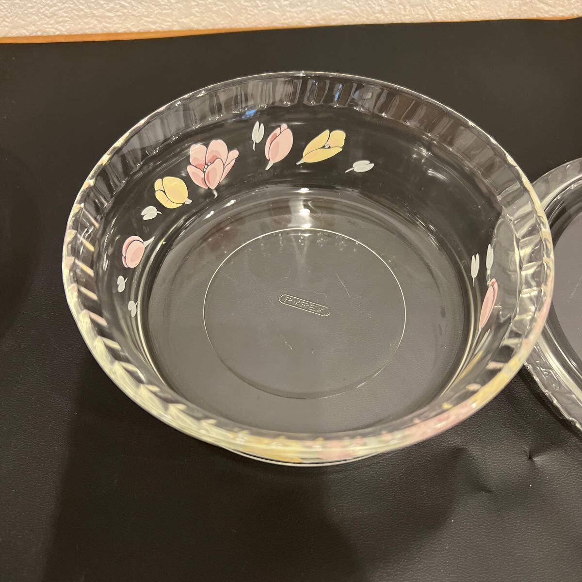  cookware floral print Pyrex kya Serow ru heat-resisting glass gratin plate used 