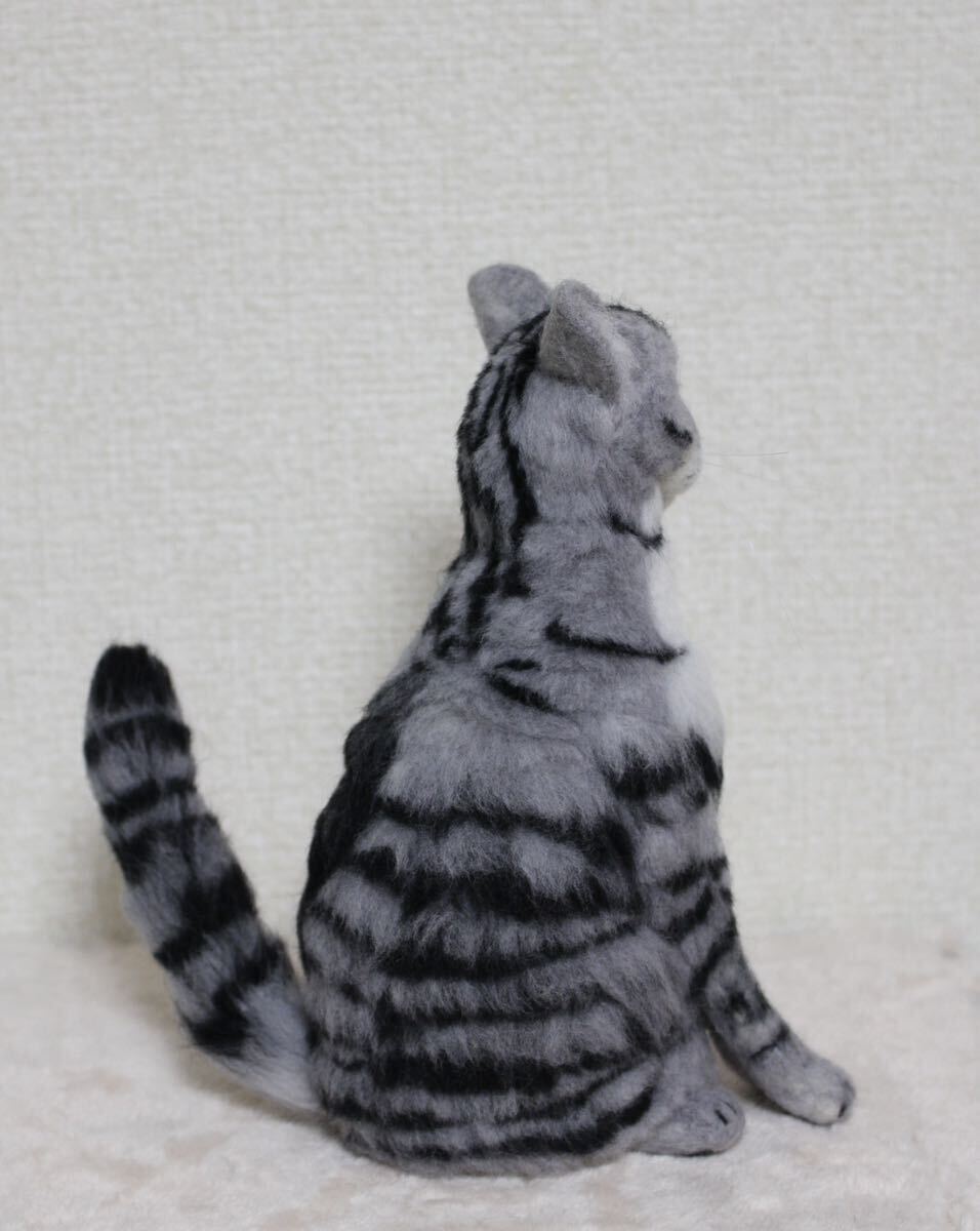 羊毛フェルト ハンドメイド サバトラ 猫 ねこ ぬいぐるみ 置物 の画像4