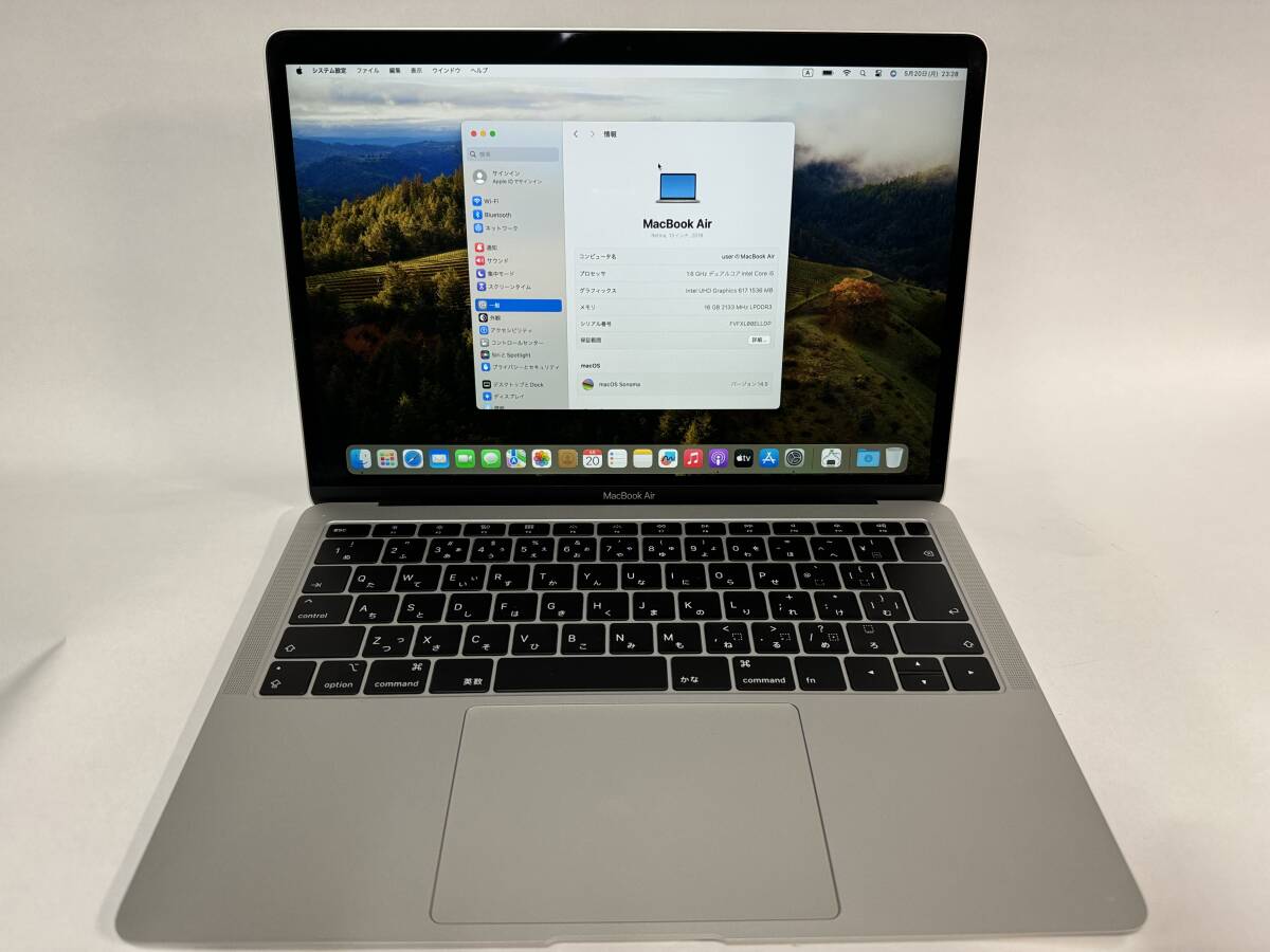 １スタ　MacBook Air A1932 2018　BTOカスタム　Corei51.6GHz 16GBメモリ SSD 512GB　充電回数8回_画像1