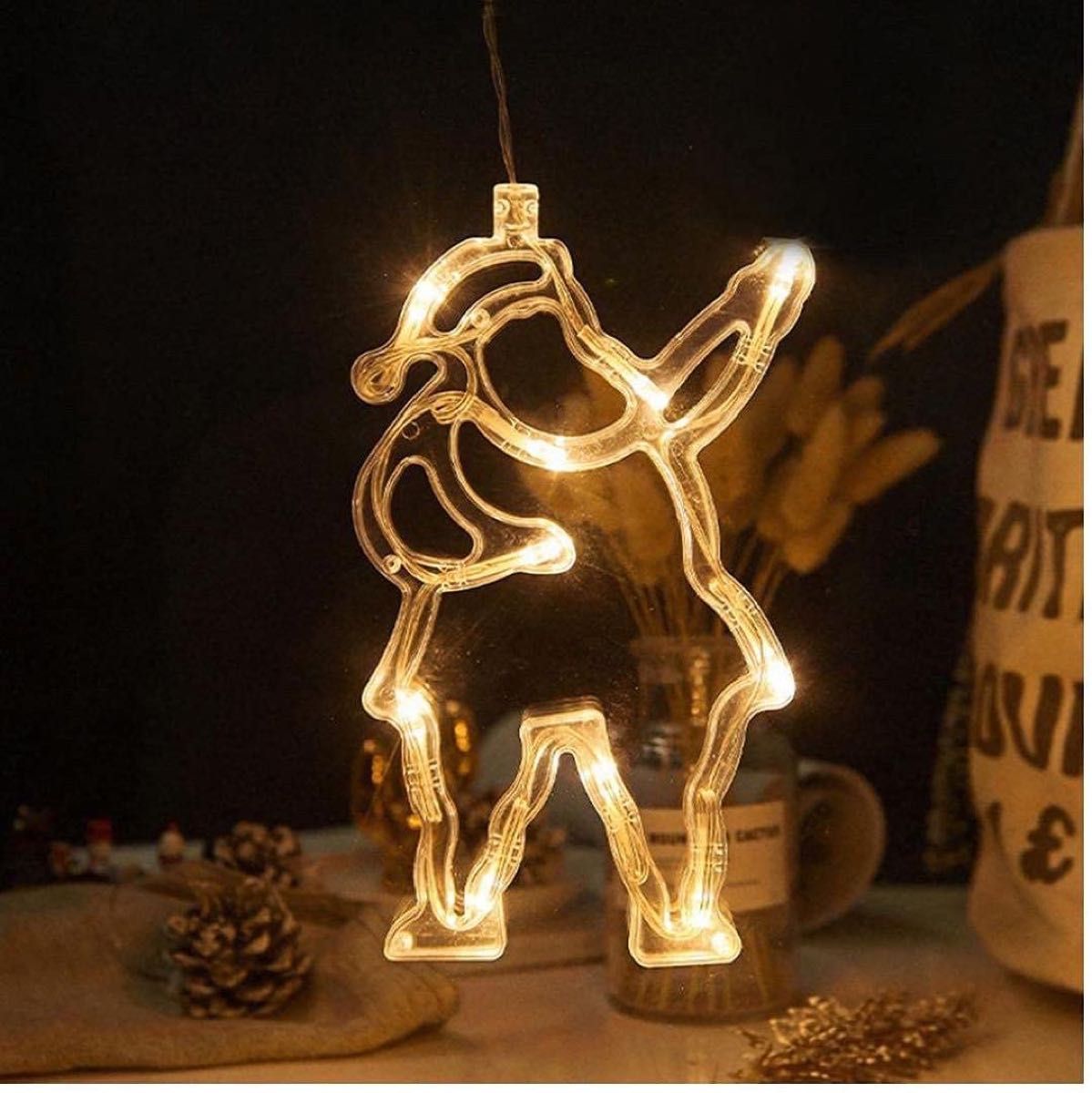 COLiJOL カーテン文字列ライトLedサクションカップのランプ パーティ装飾 クリスマス サンタさん