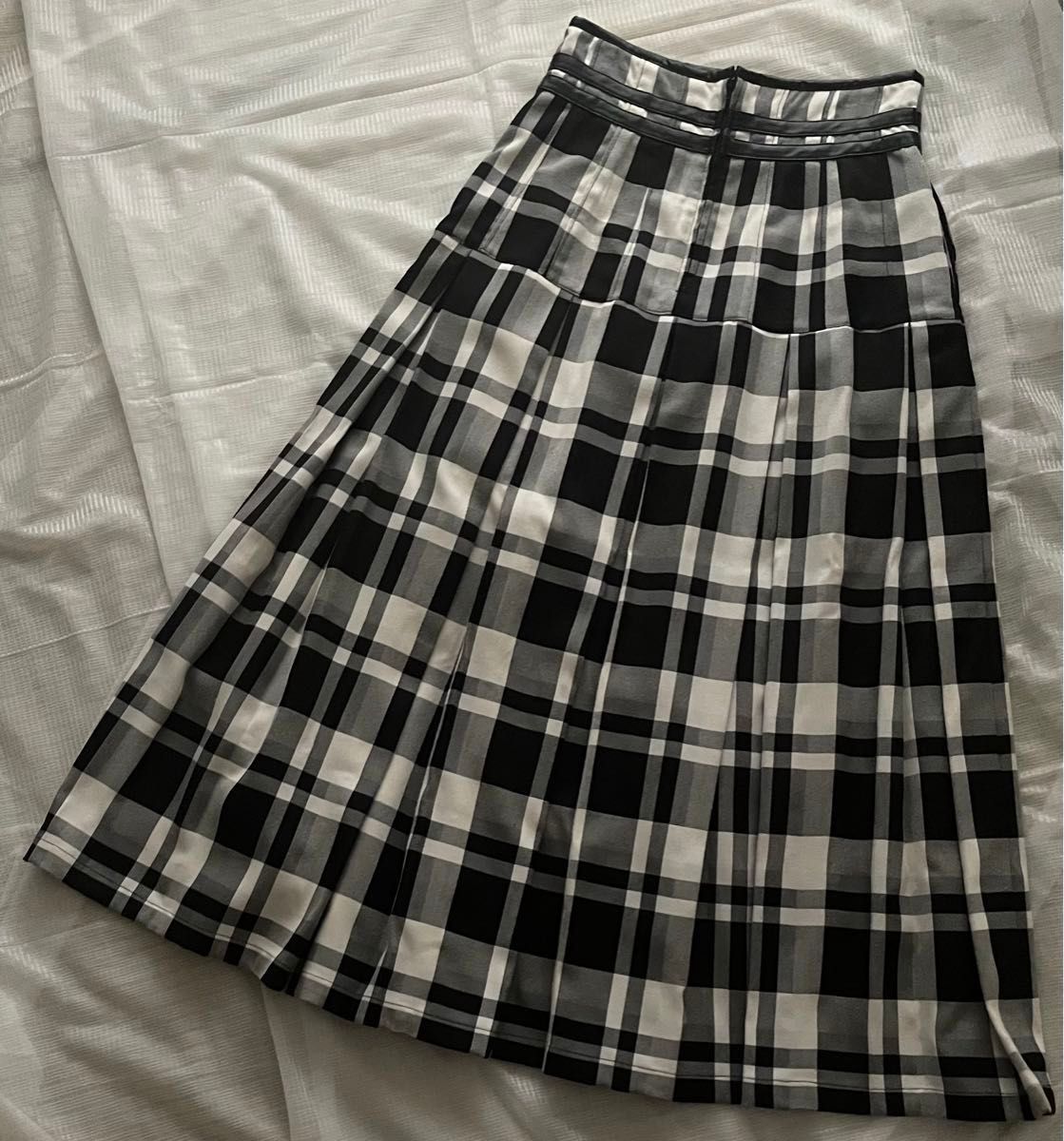 herlipto Pleated Checkered Twill Long Skirt  チェック　ハイウエスト　ボタン　S