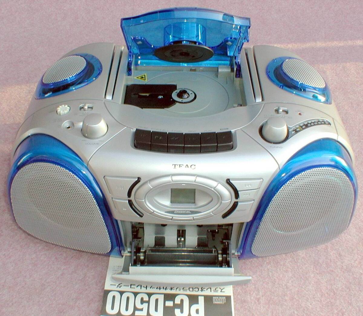 TEAC PC-D500 Stereo CD-AM/WideFM Radio Cassette Recorder Junk・綺麗！ テイアック 4スピーカー塔載 CD-AM/ワイドバンドFM ラジカセの画像4