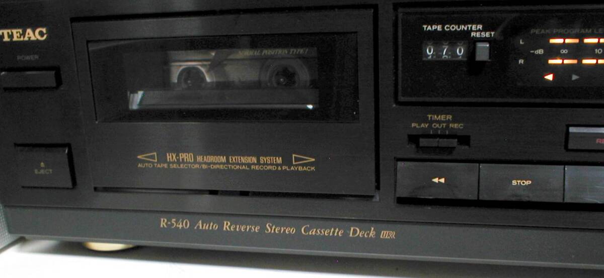 TEAC R-540 Dolby-B/C HX-PRO Auto Reverse Cassette Tape Deck 動作良好！ ティアック オートリバース カセット テープデッキ 日本製_画像3