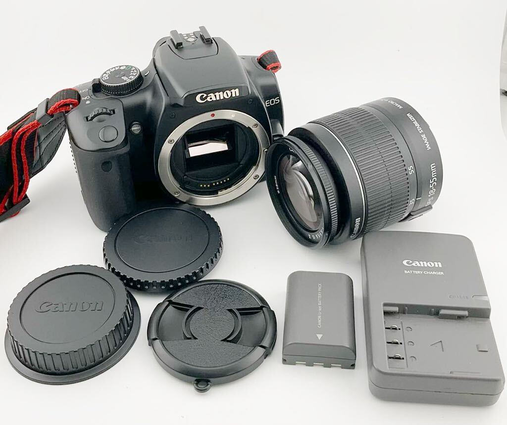 Canon キャノン EOS kiss Digital X デジタル一眼レフカメラ CANON ZOOM LENS EF-S 18-55mm 1:3.5-5.6 IS Ⅱ 通電確認済 (k5912-y257)_画像1