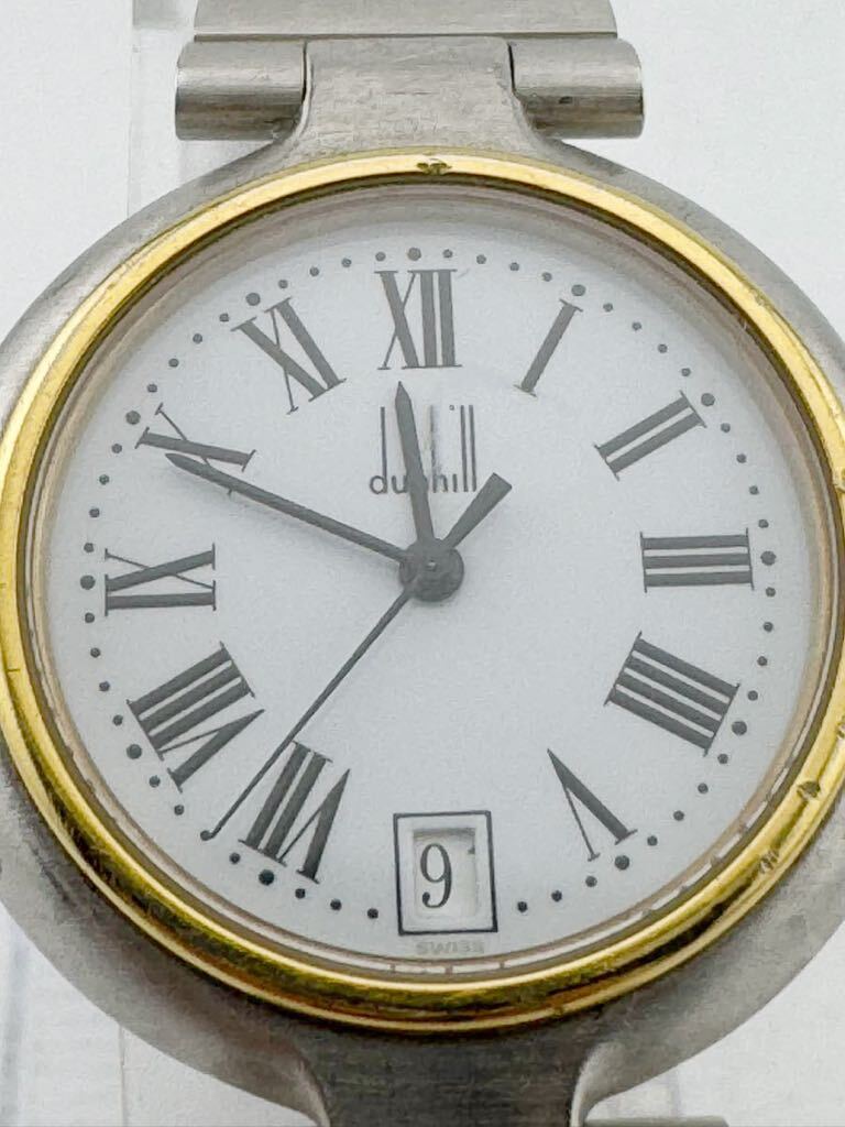 dunhill ダンヒル ミレニアム ローマン デイト クオーツ 腕時計 文字盤白【k3461】_画像2