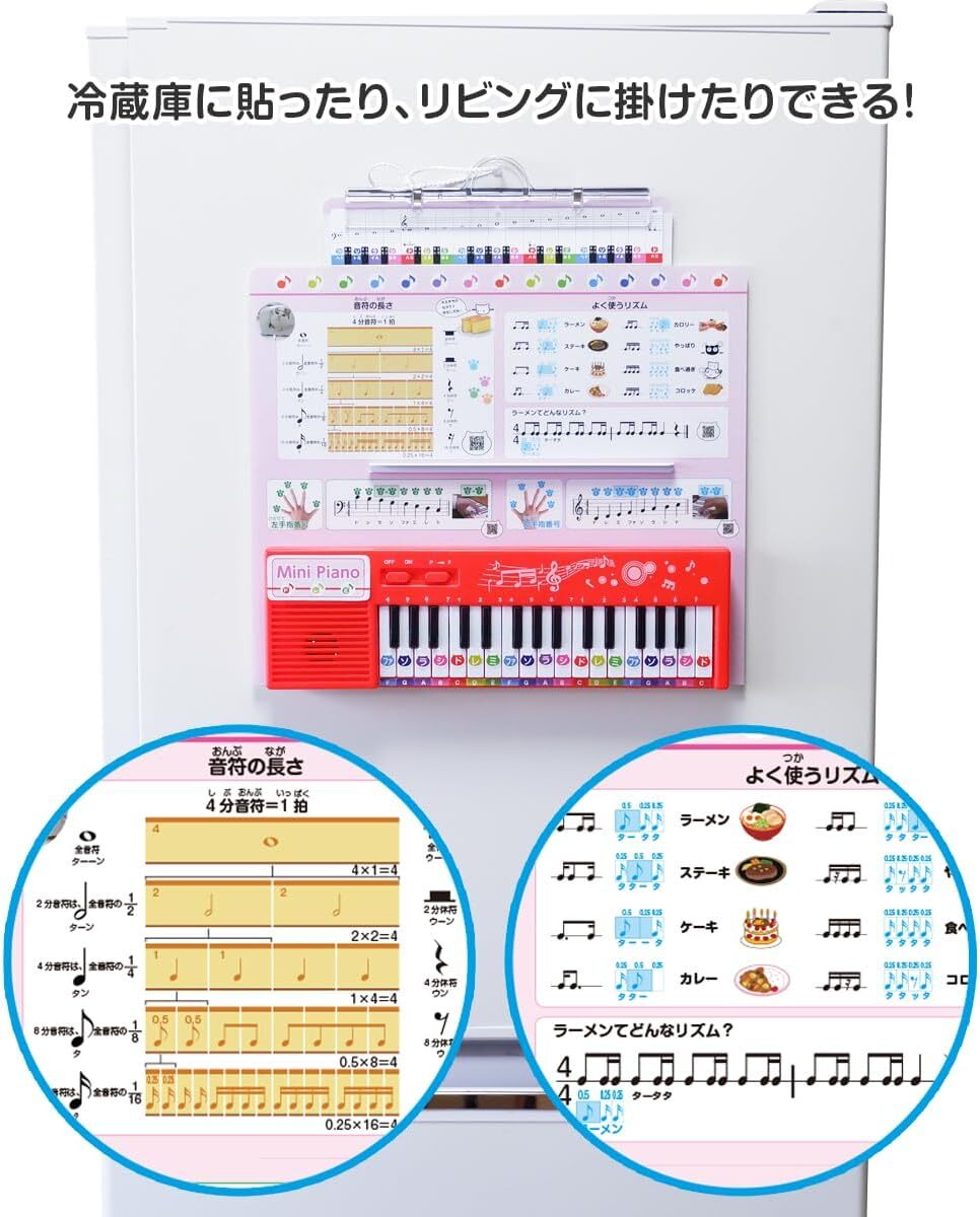 ミニキーボード ミニキーボード専用付属品3点セット(楽譜・鍵盤シール・鍵盤カード)