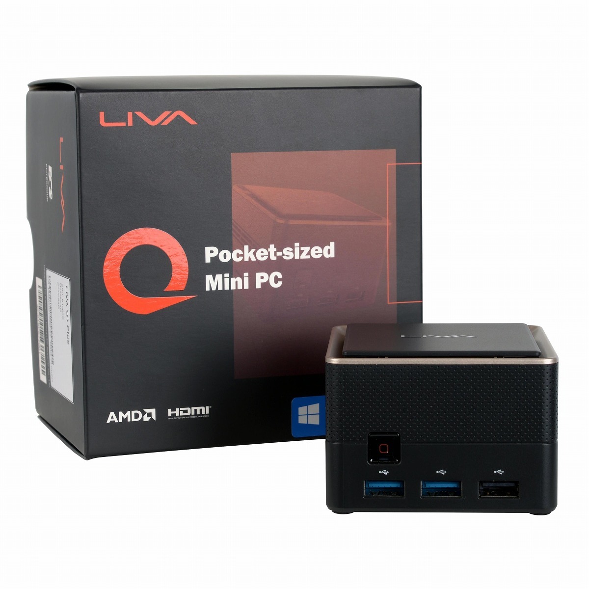 ECS ミニPC LIVA Q3 PLUS 4GB 64GB 最小クラス74mm筐体 超小型デスクトップパソコン LIVAQ3P-4/64-W10Pro(AMD R1505G)_画像1