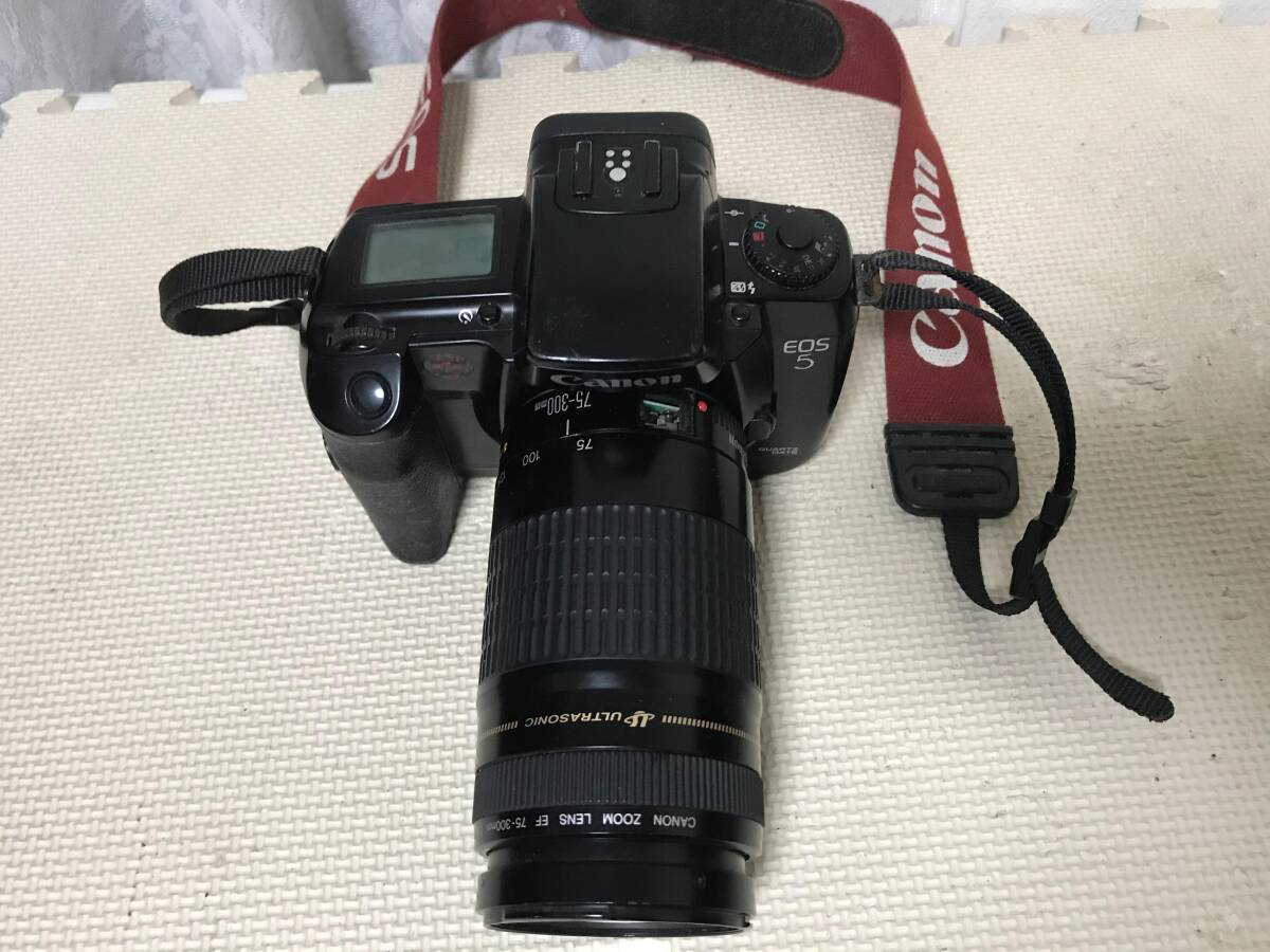 M2577 Canon EOS5 ZOOM LENS EF 75-300mm 1:4-5.6 一眼レフ フィルムカメラ 全国送料無料
