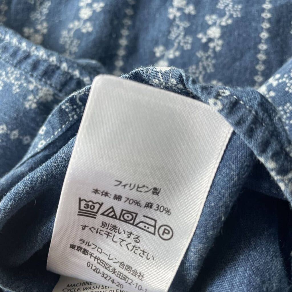 Polo Ralph Lauren × Naiomi Grass “Indigo Western Shirt” S ナバホ ストライプ インディゴ ウエスタン シャツ ネイティブ リネン RRL_画像8