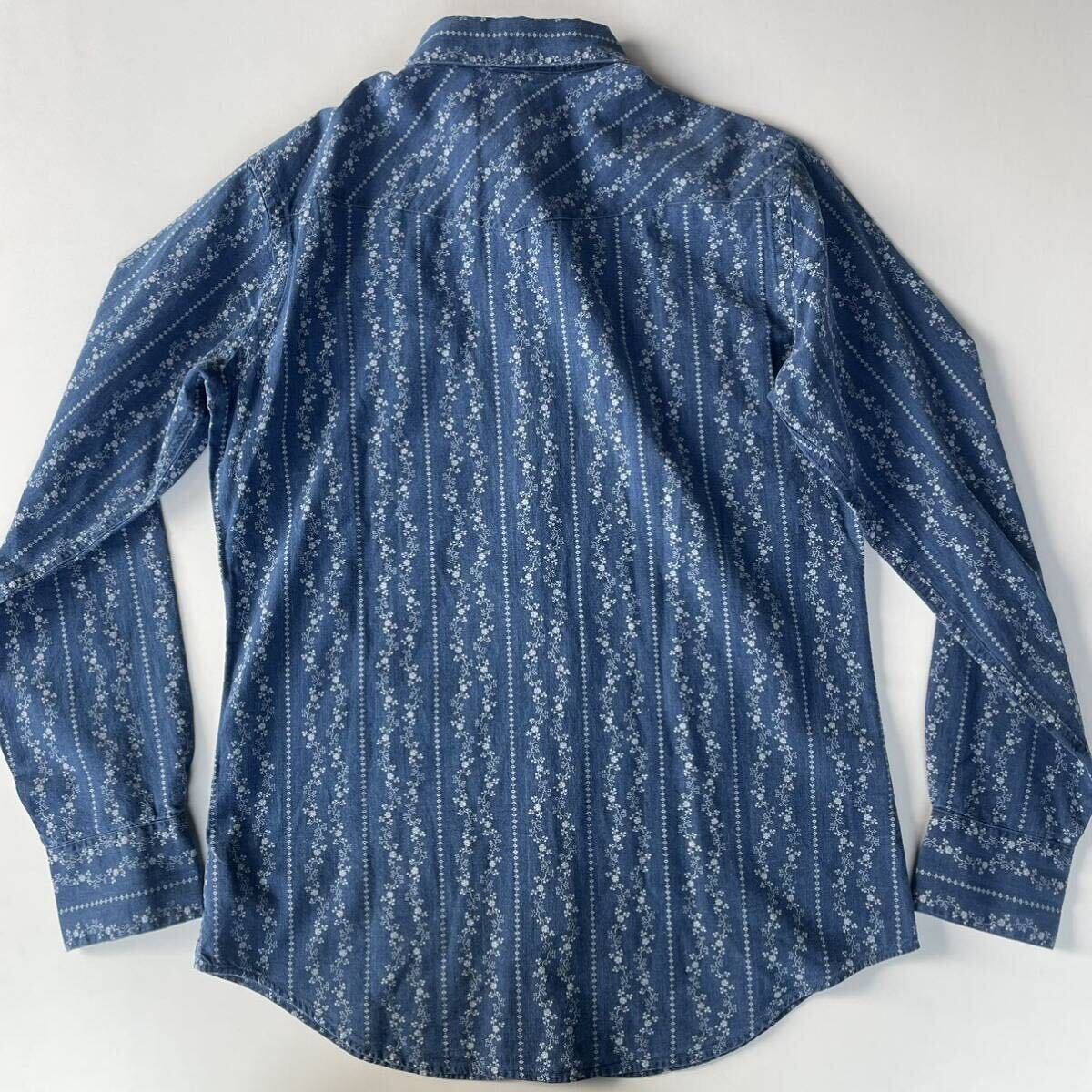 Polo Ralph Lauren × Naiomi Grass “Indigo Western Shirt” S ナバホ ストライプ インディゴ ウエスタン シャツ ネイティブ リネン RRL_画像5