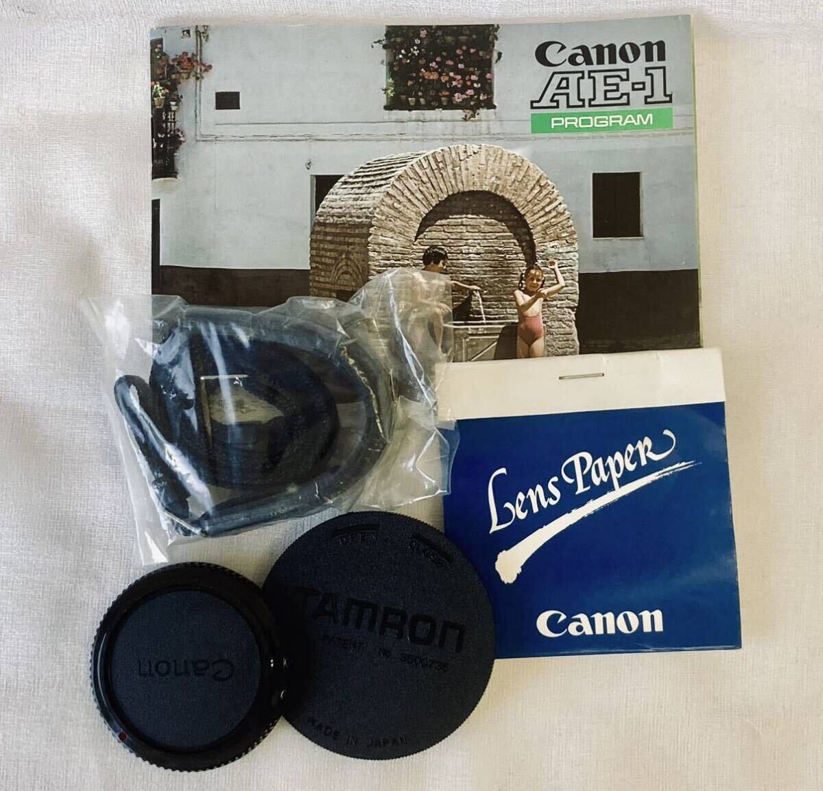 B キャノン Canon AE-1 一眼レフ フィルムカメラ レンズTAMRON 1:3:5 取説 付属品 中古品 動作未確認 ジャンク_画像3