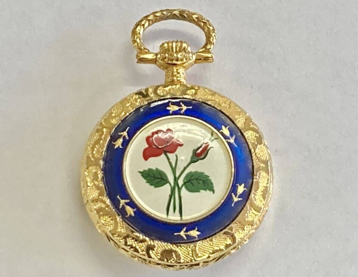 B 稼働品 FAVLE LEUBA GENEVE ファーブル ルーバ ジュネーブ 懐中時計 手巻き 薔薇 アンティーク_画像2