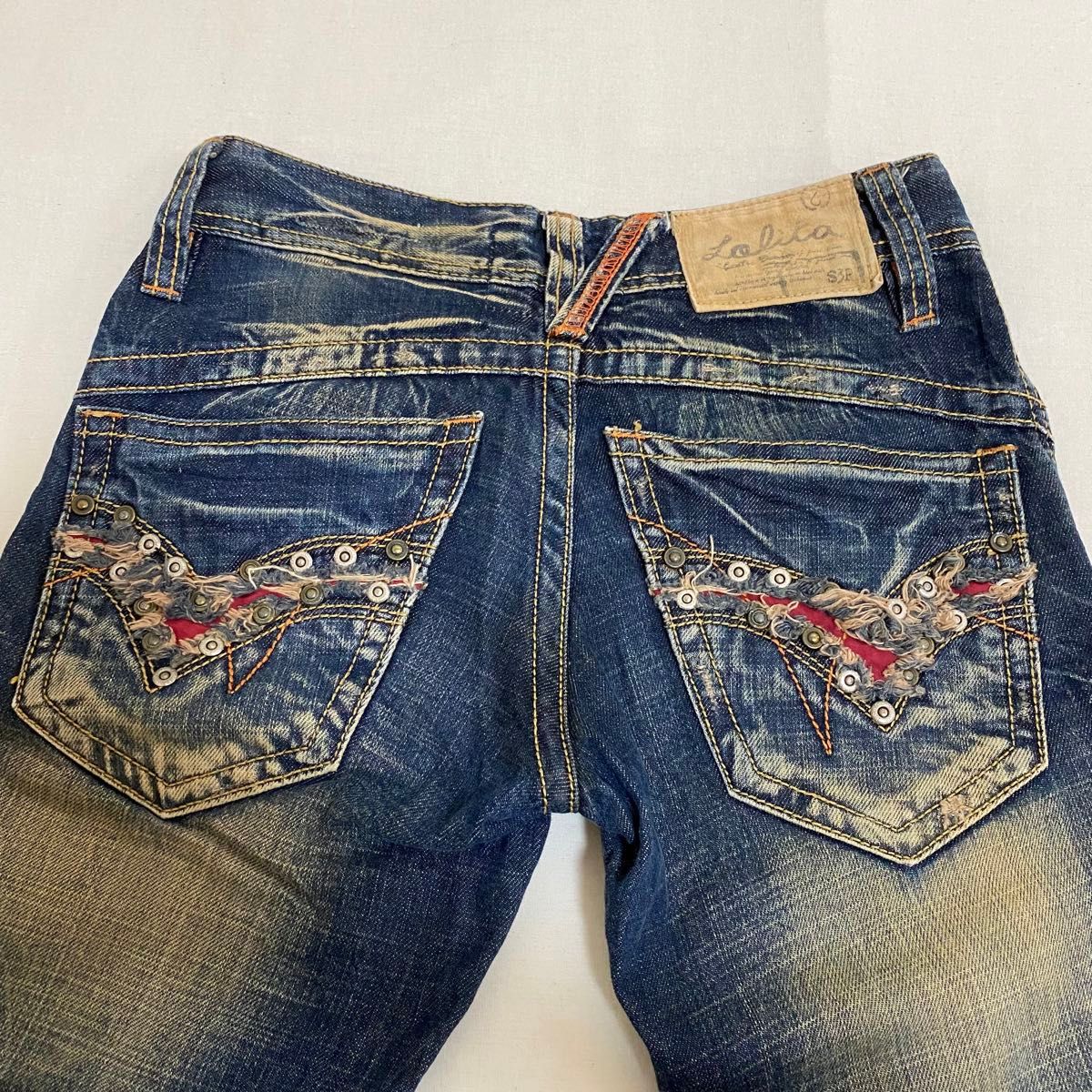 LOLITA JEANS  ロリータジーンズ　フレアデニム　ウォッシュ加工　ヴィンテージ加工　ダメージ加工 サイズ26