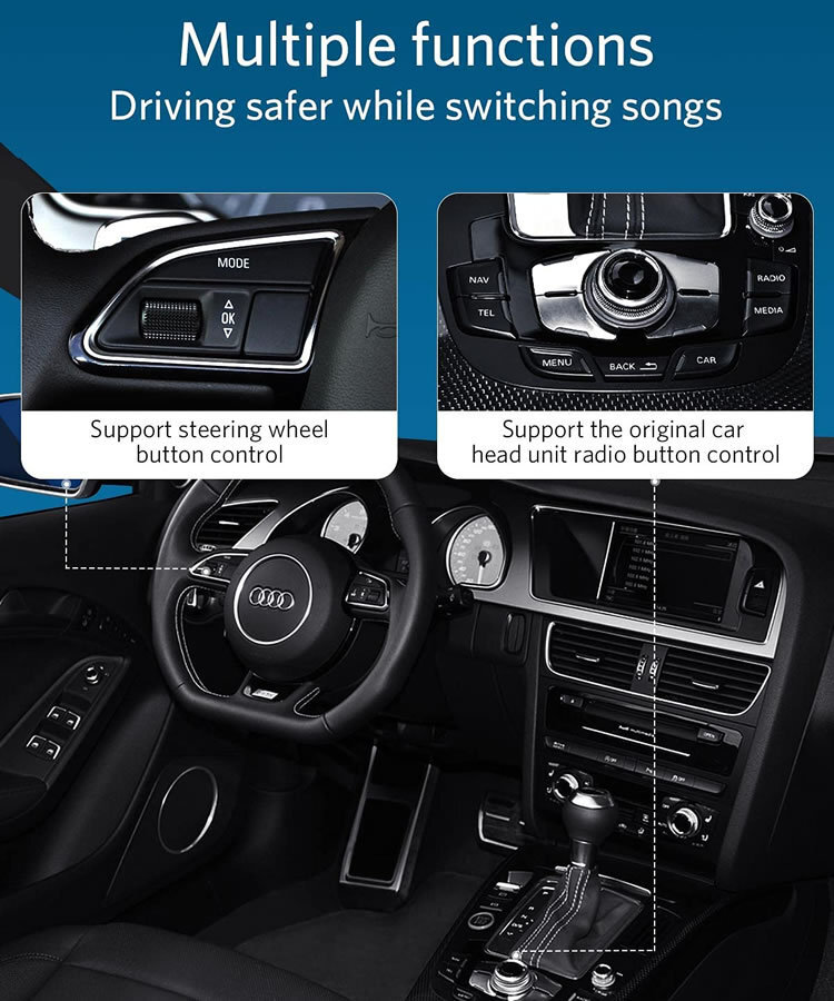  Audi Q3 Bluetooth5.0 адаптор ресивер высококачественный звук бас автоматика воспроизведение INVERY AMI / MDI / MMI ( 3G / 3G+ )
