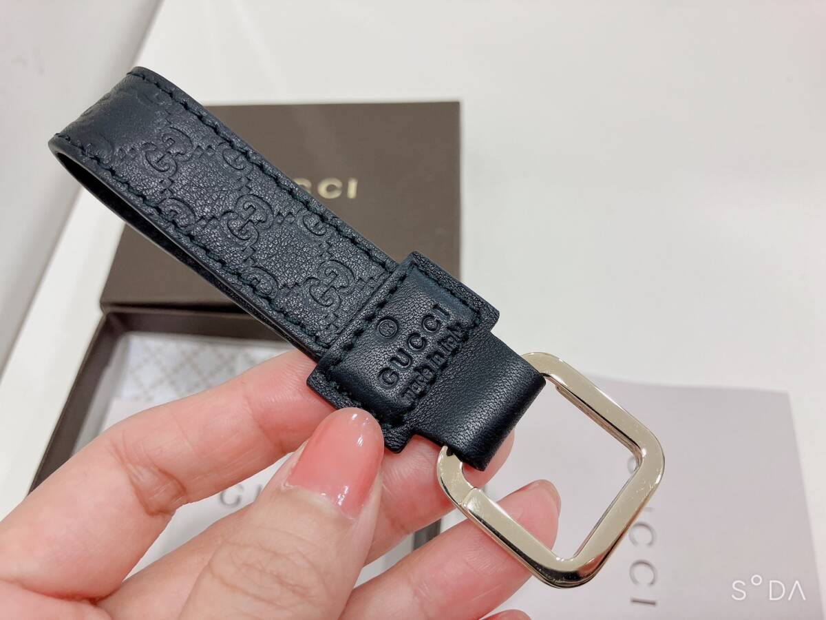 *[ unused ] Gucci GUCCI micro sima key holder key ring leather Italy made black group men's box attaching 