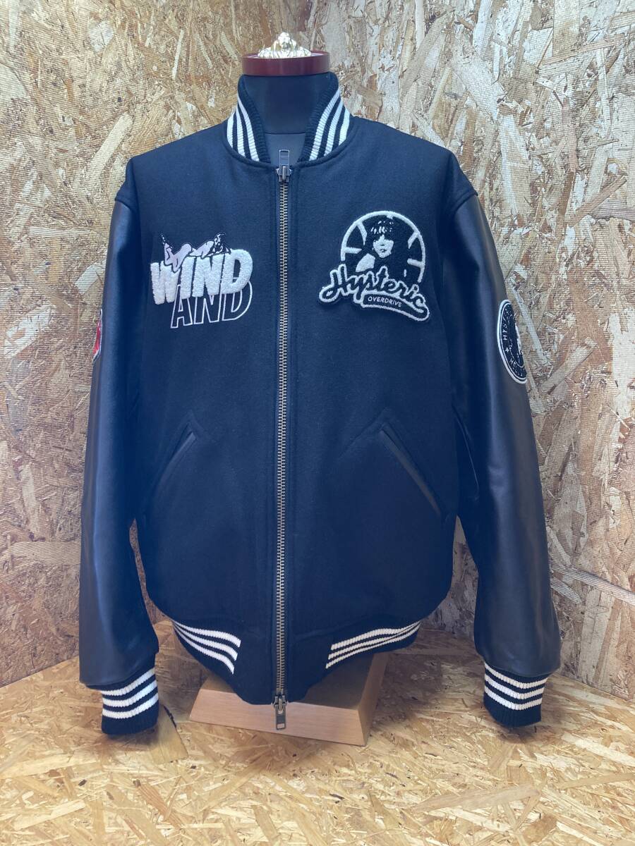 【WIND AND SEA ウィンダンシー × HYSTERIC GLAMOUR ヒステリックグラマー】20AW WDS-HYS-2-01 Stadium Jumper 袖レザー スタジャン XL