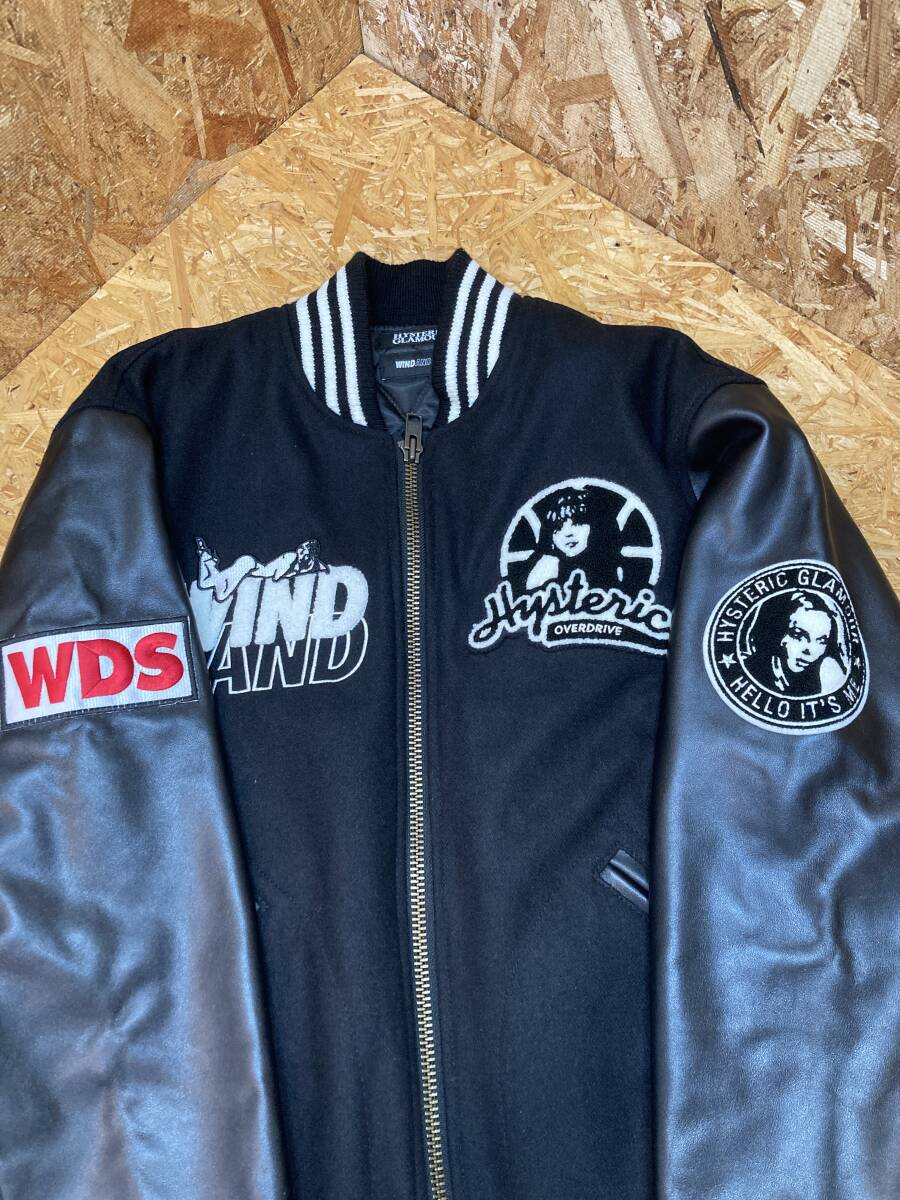 【WIND AND SEA ウィンダンシー × HYSTERIC GLAMOUR ヒステリックグラマー】20AW WDS-HYS-2-01 Stadium Jumper 袖レザー スタジャン XL