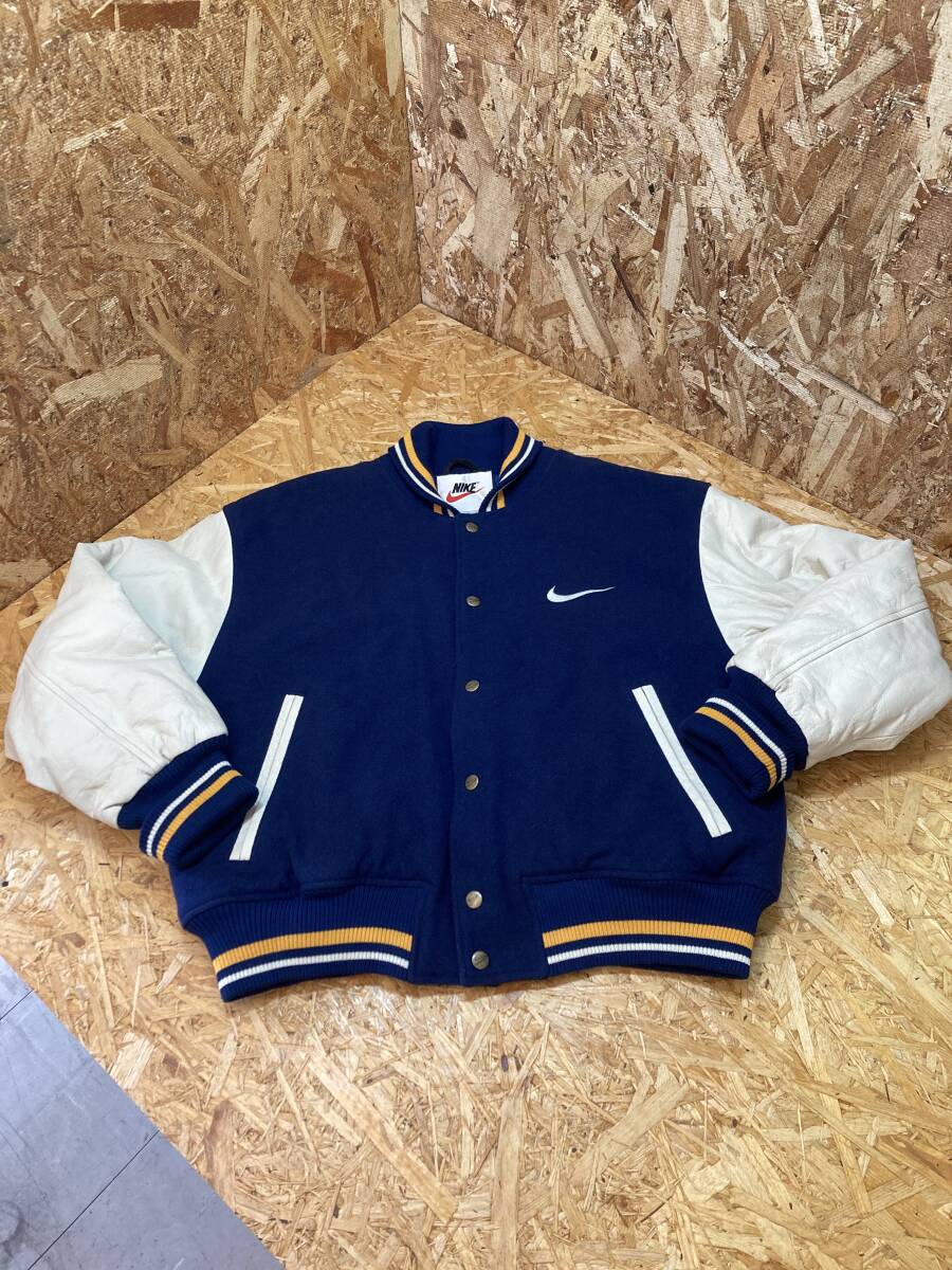 【NIKE ナイキ】90s 90年代 H7 SSL(AD) ビッグスウォッシュ 袖レザー スタジャン アワードジャケット size M