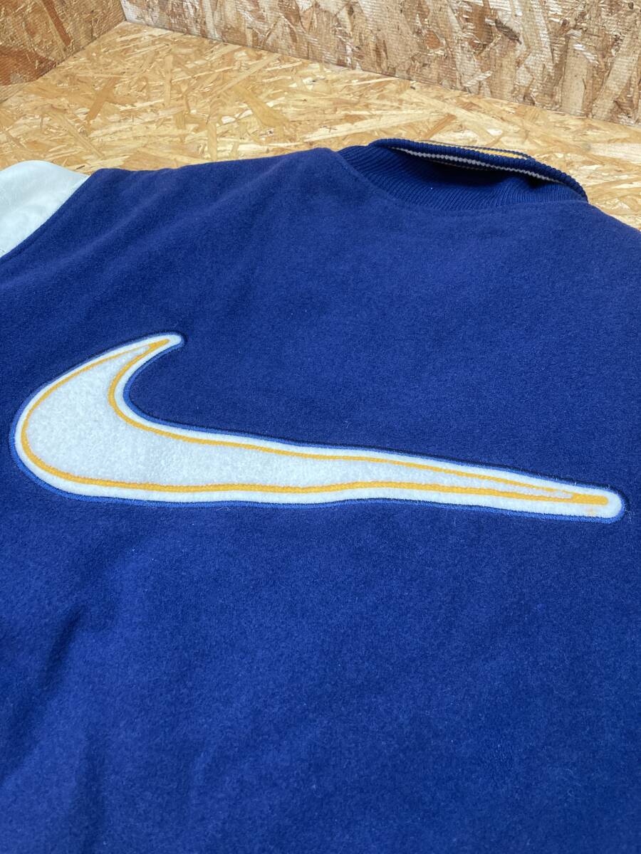 【NIKE ナイキ】90s 90年代 H7 SSL(AD) ビッグスウォッシュ 袖レザー スタジャン アワードジャケット size M