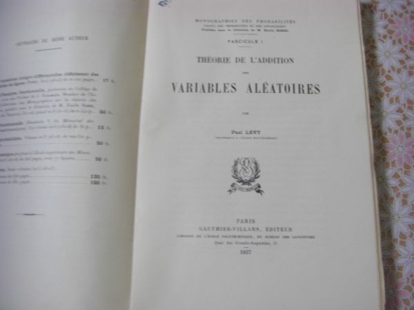 洋書 Theorie de l'addition des variables aleatoires par Paul Levy ポール・レヴィ 確率変数の加算理論 D14の画像5