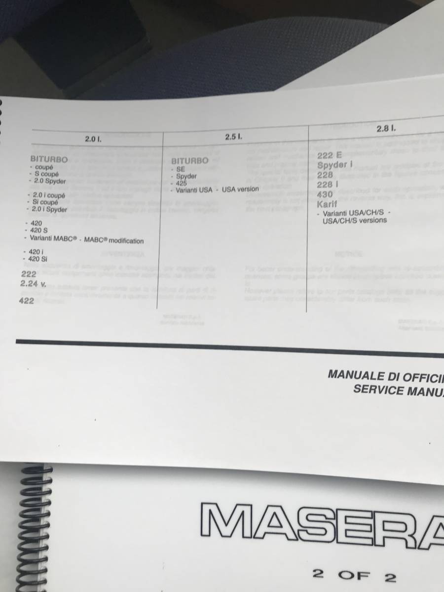  Maserati biturbo service manual copying version English 