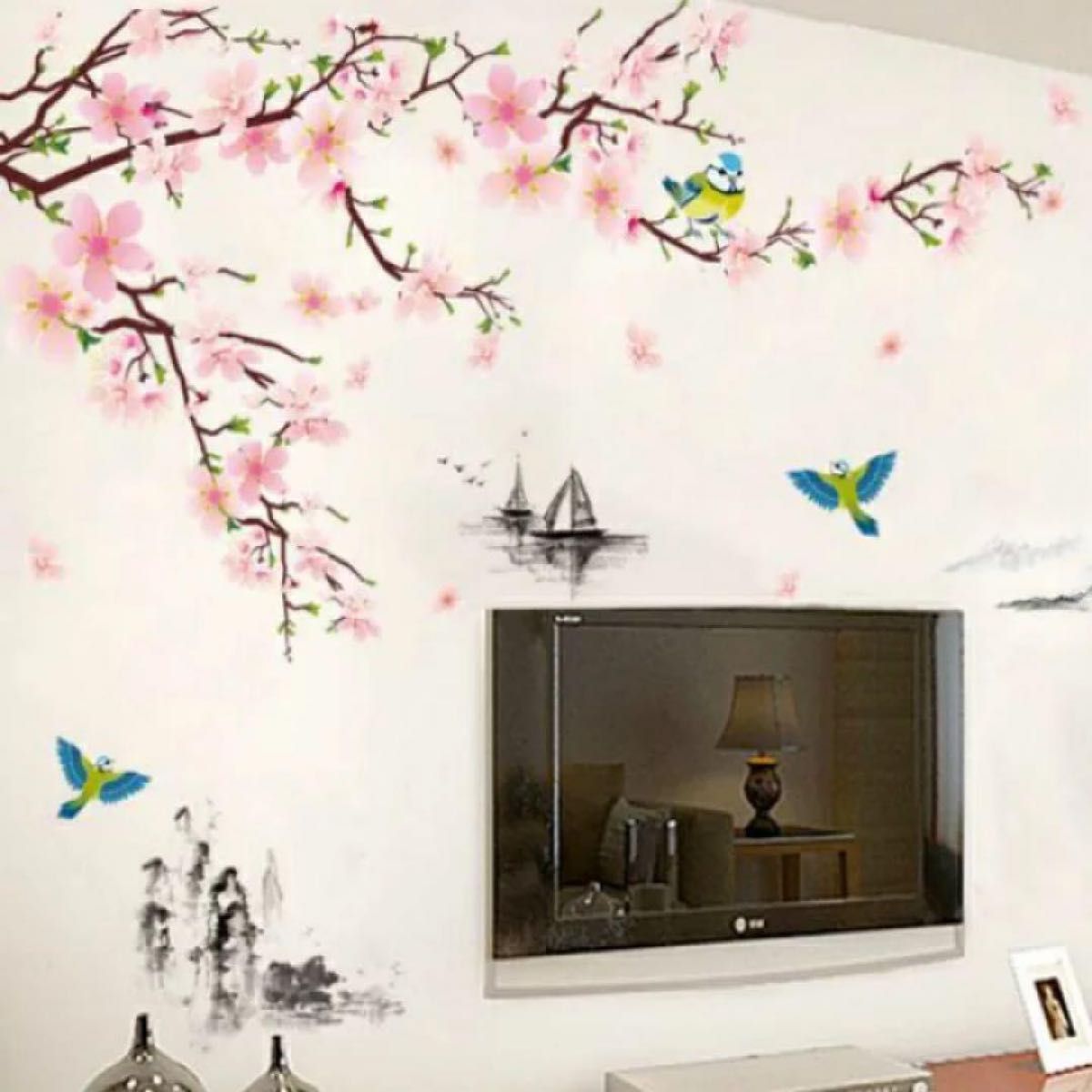 壁紙 春 ウォール ステッカー 花見 桜 壁 シール はがせる ピンク フラワー