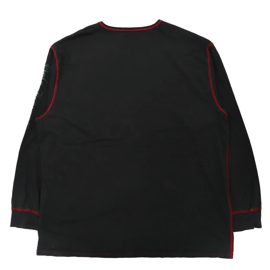 POLO JEANS COMPANY RALPH LAUREN ビッグサイズ ロングスリーブTシャツ XXL ブラック コットン 袖ロゴ 90年代_画像3