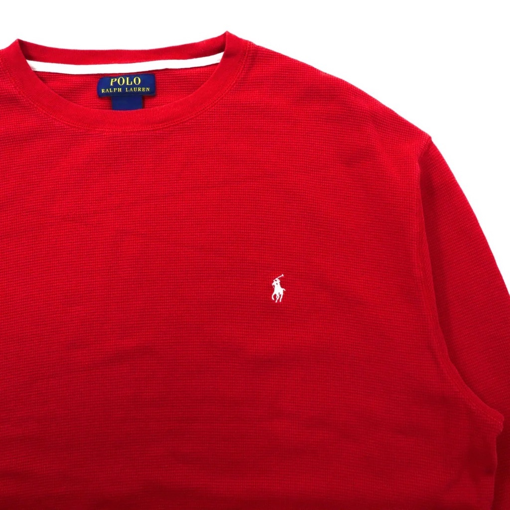 POLO RALPH LAUREN ビッグサイズ サーマル ロングスリーブTシャツ 2XL レッド コットン スモールポニー刺繍_画像5