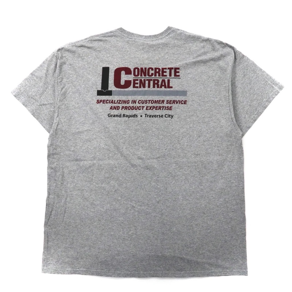 GILDAN ビッグサイズ プリントTシャツ 2XL グレー コットン 両面プリント CONCRETE CENTRAL_画像3