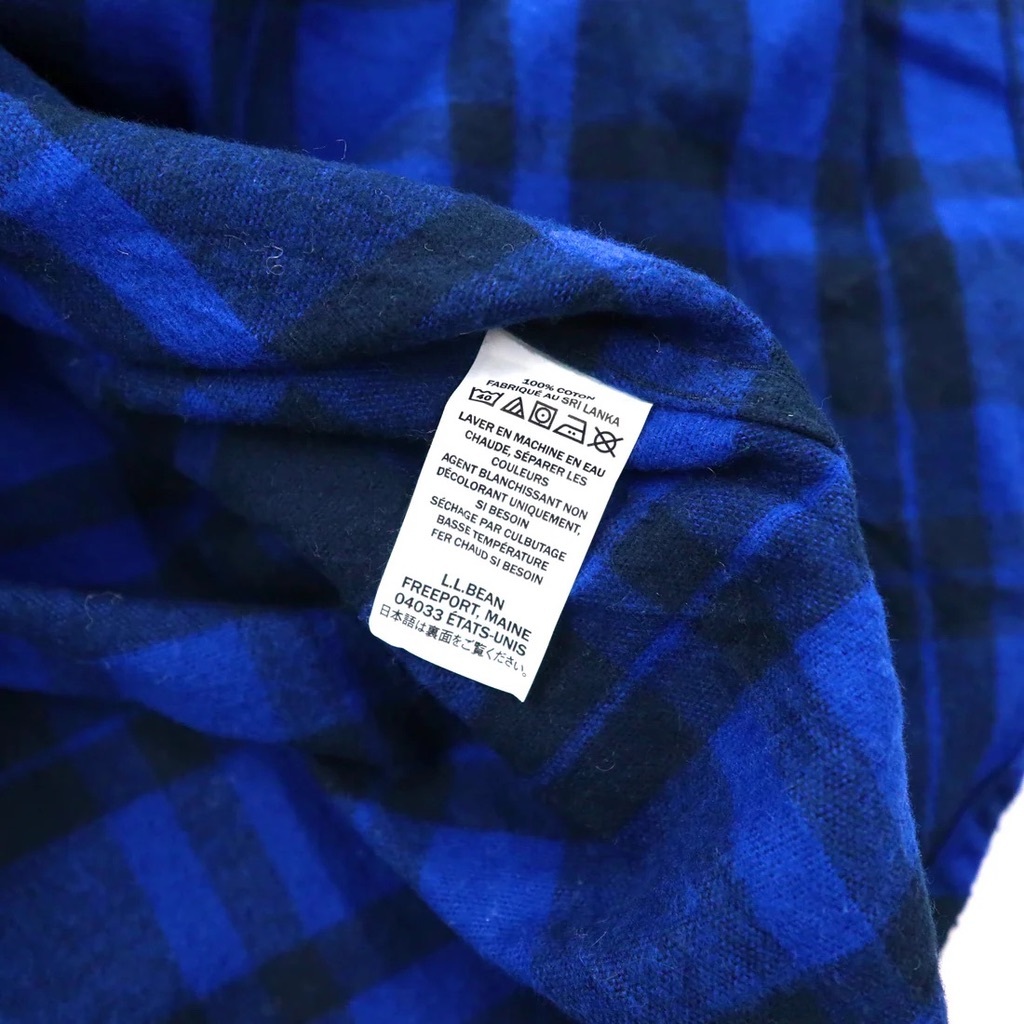 L.L.BEAN シャミークロスシャツ ボタンダウンシャツ XL ブルー チェック コットン TRADITIONAL FIT スリランカ製_画像7