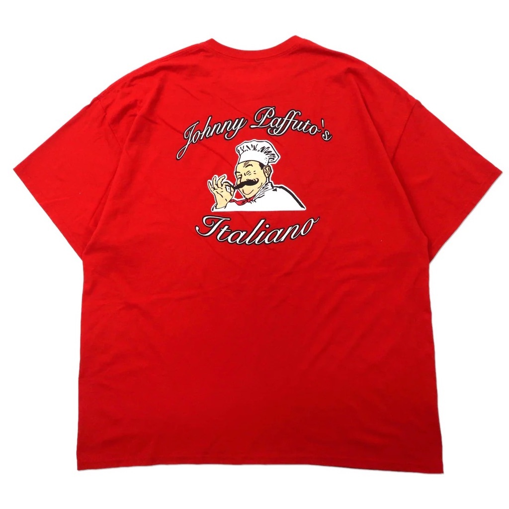 GILDAN ビッグサイズ ポップアートTシャツ 2XL レッド コットン JOHNNY LAFFUTO'S ITALIANO ニカラグア製_画像3