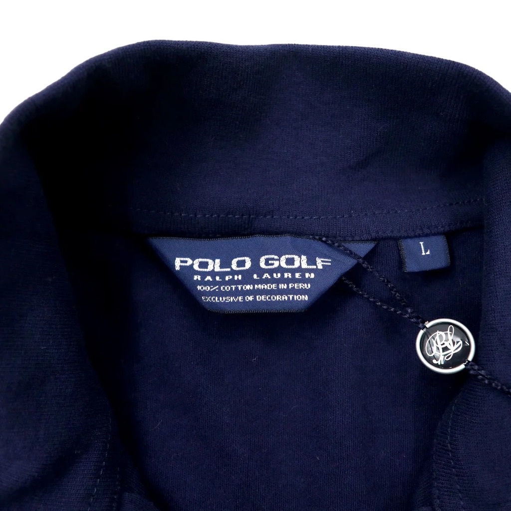 POLO GOLF RALPH LAUREN ハーフジップベスト L ネイビー コットン ペルー製 未使用品_画像5