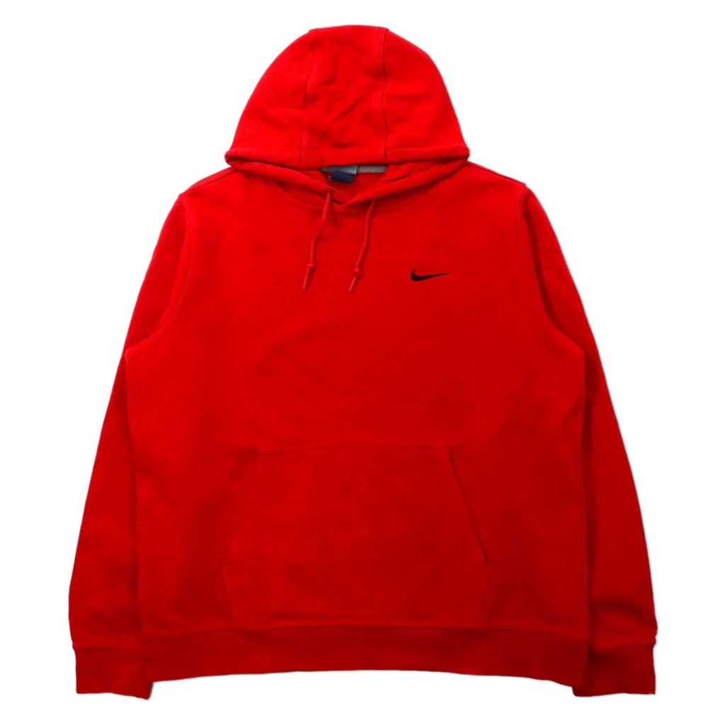 NIKE プルオーバーパーカー XL レッド コットン ワンポイントロゴ スウォッシュ CLUB HOODY-SWOOSH 611457-658_画像1