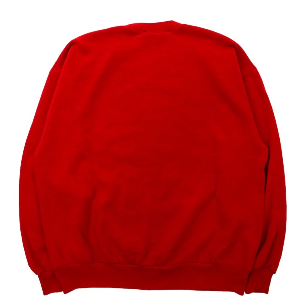 USA製 90年代 RED OAK カレッジプリントスウェット XL レッド コットン 裏起毛 BRONCHOS ビッグサイズ_画像3