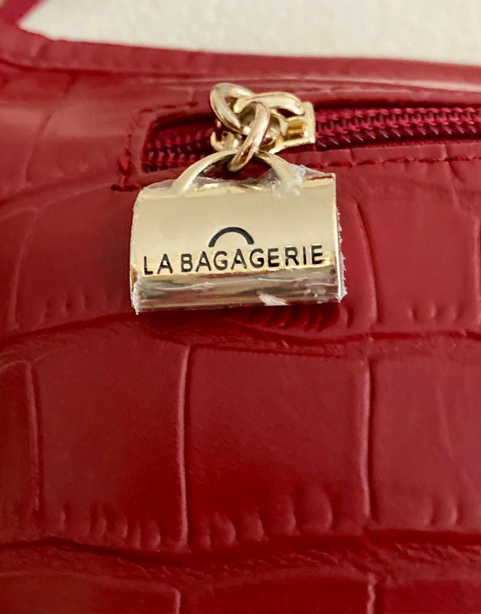 セール　LA BAGAGERIE ハンドバッグ　ショルダーバッグ　2way 赤 クロコ型押し ラバガジェリー
