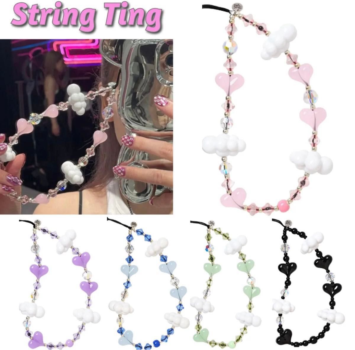 String Ting】kawaii in the sky ストラップ/レッド - スマホ String Ting】kawaii in the sky ストラップ/レッド - スマホ