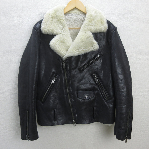 H■ジャックローズ/JACKROSE フェイクムートンジャケット【4】黒/MENS■56【中古】_画像1